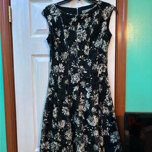 Floral Black and White Dress